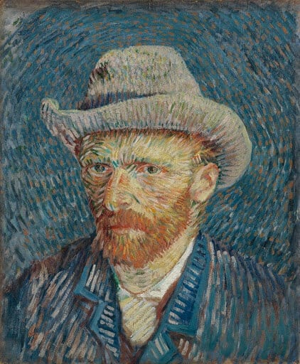  Self-portrait with Felt Hat, 44×38 cm, 1887-88, Courtesy Van Gogh Museum